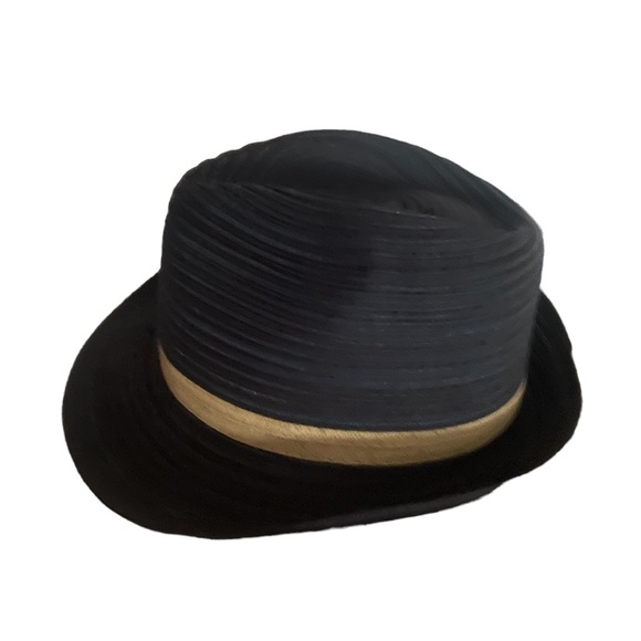 Four buttons Navy blue, tan, short brim Fedora,summer hat, OS - Picture 3 of 8